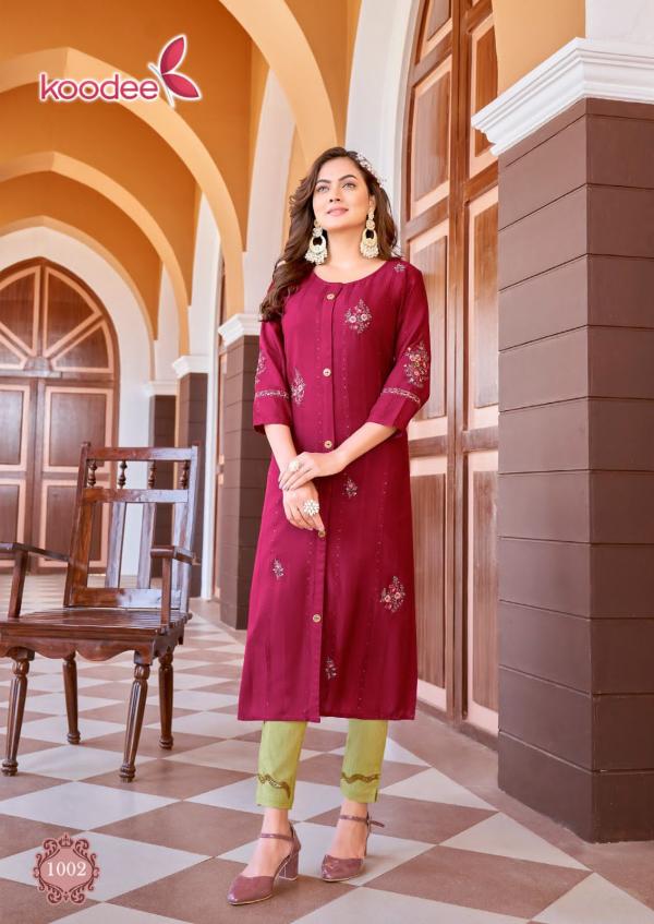 Koodee Naveli Vol 1 Rayon Fancy Kurti With Bottom Colletion